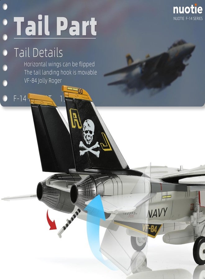 NUOTIE US Navy F-14 Tomcat 1/72 Alloy Model VF-84 Jolly Rogers Fighter DieCast Metal Airplane Military Display Model Collection or Gift - Image 4