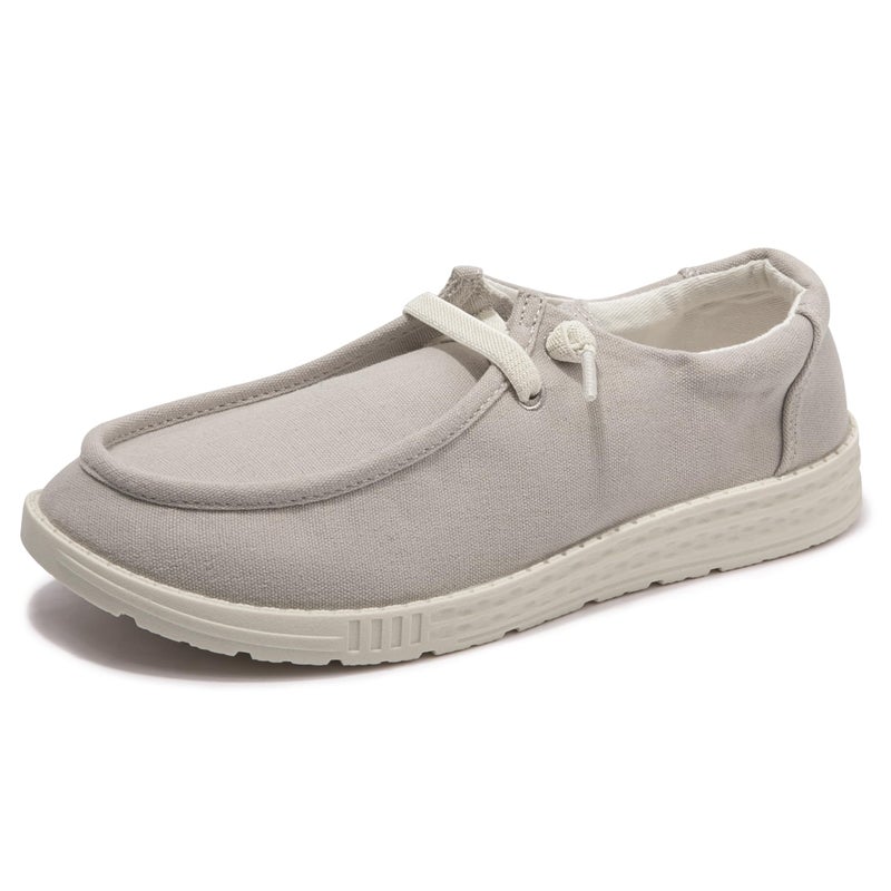 Vayfio Women's Slip On Loafers - Canvas Casual Walking Shoes Comfortable Low Top Flats Outdoor Fashion Sneakers Grey 08 - Image 3