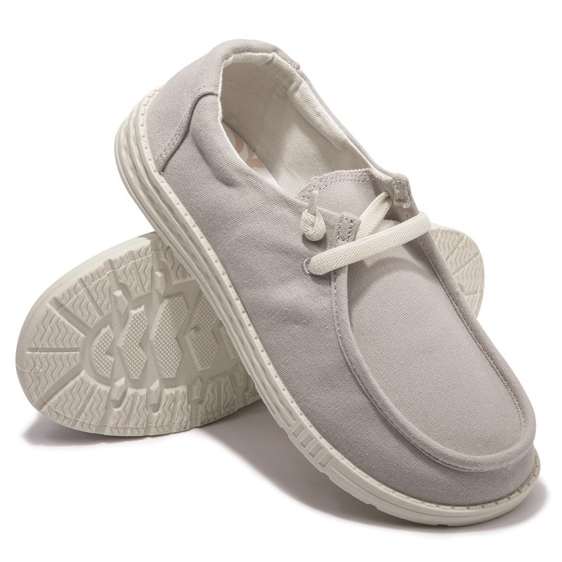 Vayfio Women's Slip On Loafers - Canvas Casual Walking Shoes Comfortable Low Top Flats Outdoor Fashion Sneakers Grey 08 - Image 4