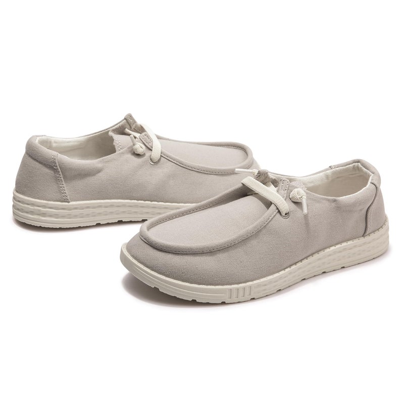 Vayfio Women's Slip On Loafers - Canvas Casual Walking Shoes Comfortable Low Top Flats Outdoor Fashion Sneakers Grey 08 - Image 5