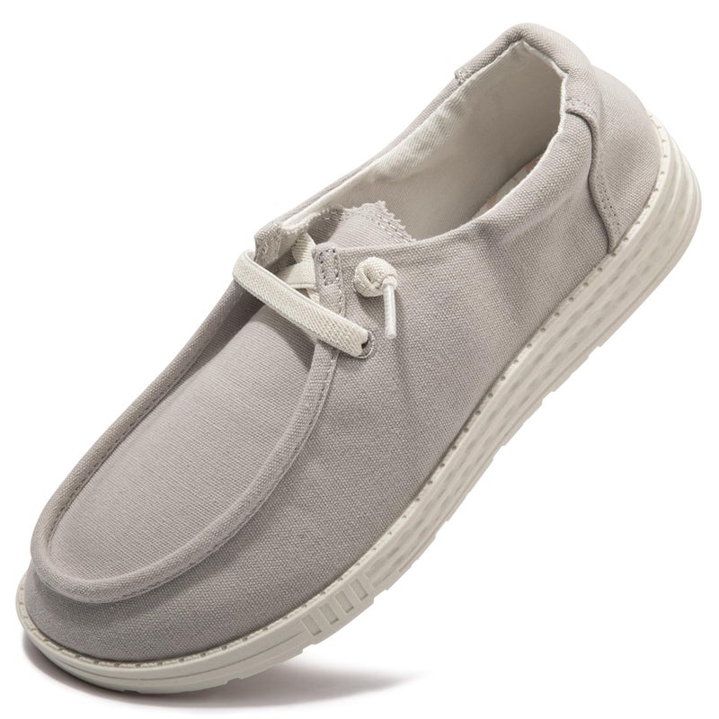 Vayfio Women's Slip On Loafers - Canvas Casual Walking Shoes Comfortable Low Top Flats Outdoor Fashion Sneakers Grey 08 - Image 1
