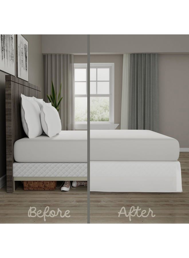 TodaysHome Classic Tailored, Microfiber, 14" Drop Length Bed Skirt Dust Ruffle, King, White - Image 4