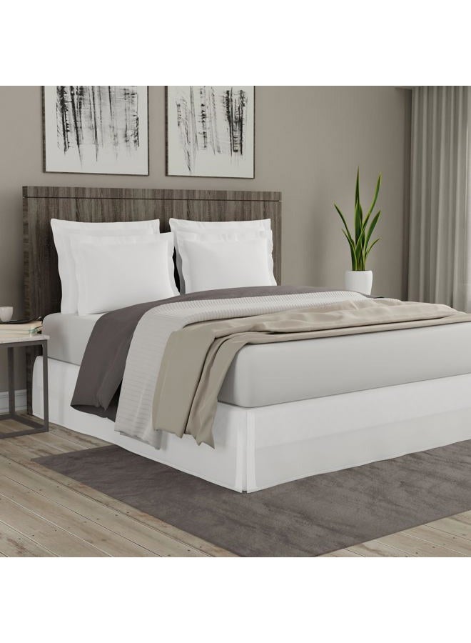 TodaysHome Classic Tailored, Microfiber, 14" Drop Length Bed Skirt Dust Ruffle, King, White - Image 2