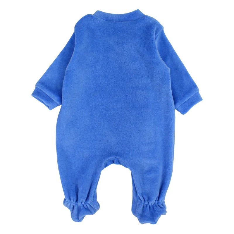Pompelo Baby Boys Velvet Baby Bodysuit – Baby Blue with a Bear Design - Image 2