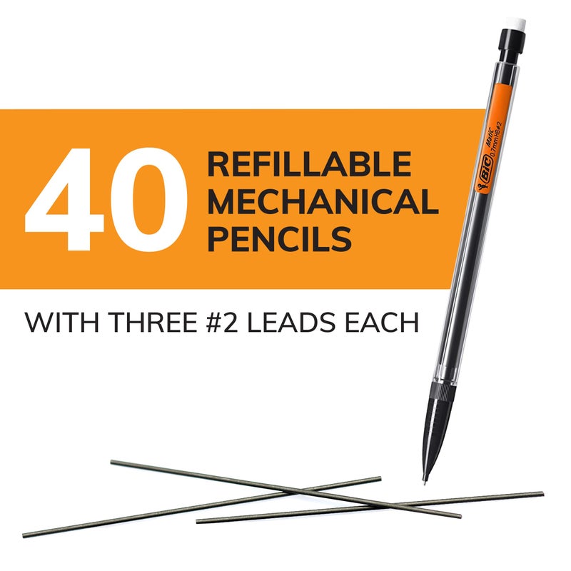 BIC Xtra Smooth Mechanical Pencil with 0.7 mm Medium Point, Refillable and Retractable, 40-Count Pack - Image 2