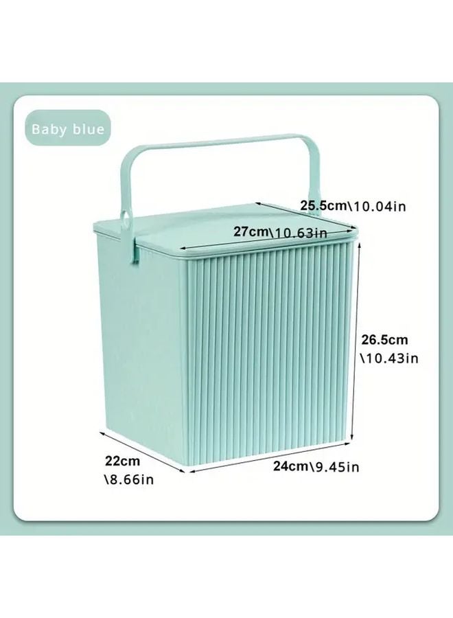 Pink Storage Bin With Lid Plastic Bath Basket Stool Home Organization - Image 1