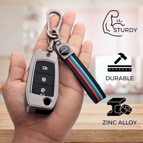 KEYCEPT Metal Key Cover Compatible for Ford Figo, Aspire, Endeavour Flip Key 3 Button Flip Key with Keychain (Long Keychain). - Image 4