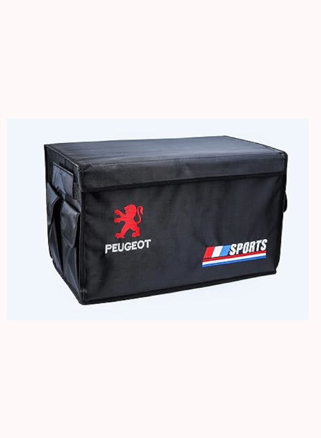 Generic Foldable Trunk Organizer Storage Box, with Small Pockets, Cargo Container Compartments, Shoe Organizer, Black - Multi Colors (Peugeot)  - Image 1