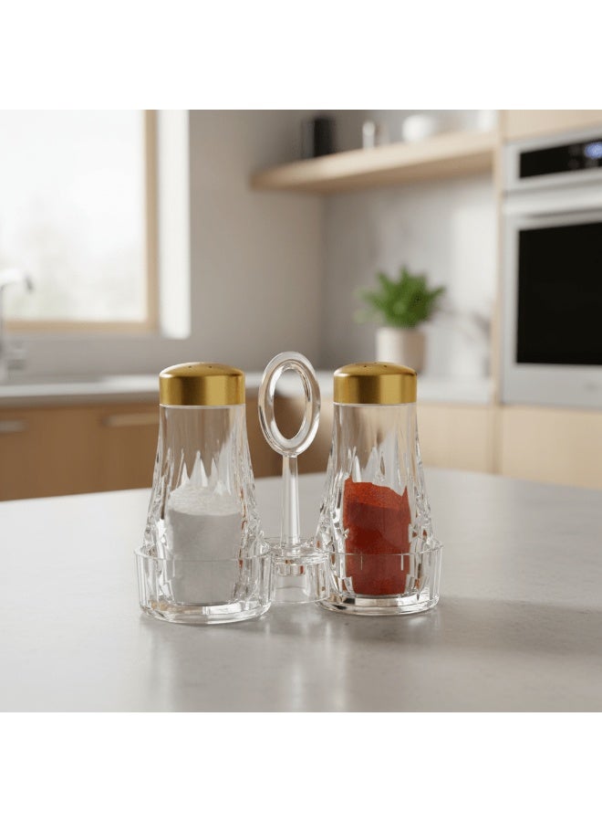 شنغيا طقم شينغيا الفاخر من الأكريليك بلمسة نهائية ذهبية - موزعات أنيقة للزيت والخل لطاولة الطعام - Image 2