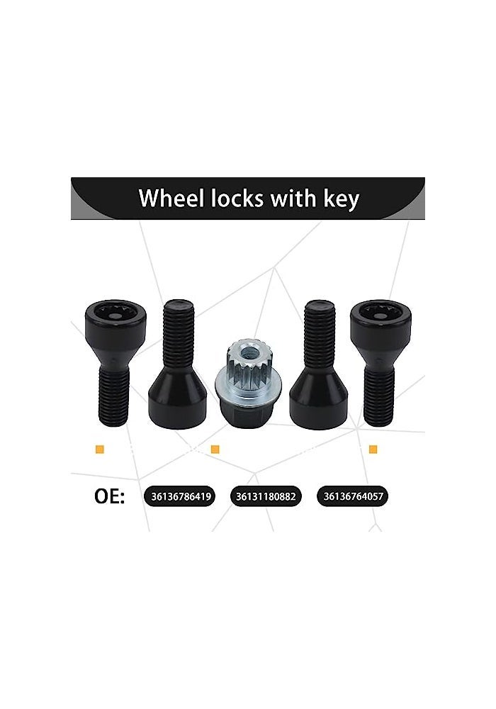 KGGMGUG Wheel Lock Set Lug Nuts Bolts M12 x 15mm Fits for BMW Z4 Z3 M6 M5 M3 650i 535i 528i 525i 335i 328i 330i Mini Cooper Replacement 36136786419 - Image 3