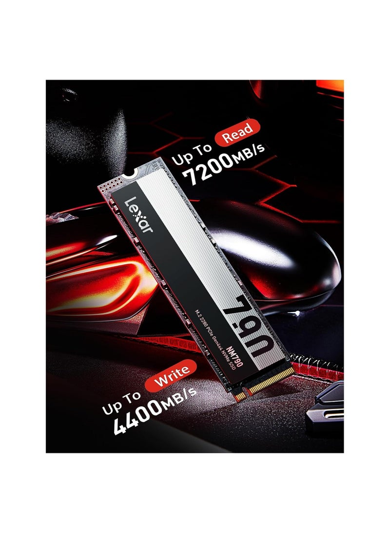 Lexar NM790 SSD, M.2 2280 PCIe Gen4x4 NVMe 1.4 Internal SSD, Up To 7200MB/s Read, Up To 4400MB/s Write, Internal Solid State Drive For PS5, PC, Laptop, Gamers, Professionals LNM790X001T-RNNNG 1 TB - Image 2