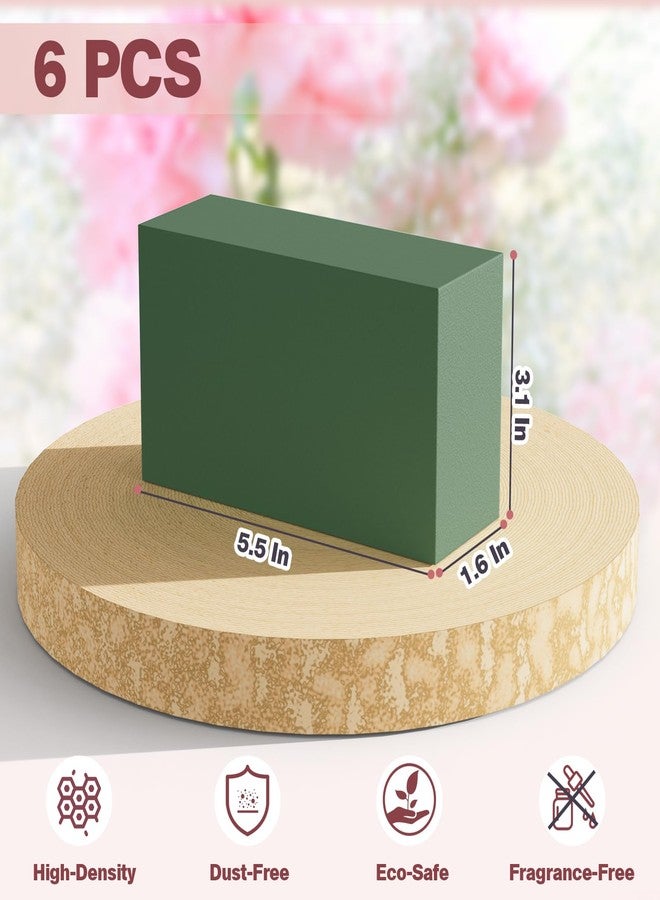 iewyck New 2025 6-Pack Floral Foam Blocks, Florist Green Foam for Flower Arrangements, Wet & Dry Styrofoam for Fresh and Artificial Flowers, Premium Plant Sponge Foam for Planters (5.5"L X 3.1"W X 1.6"H) - Image 2