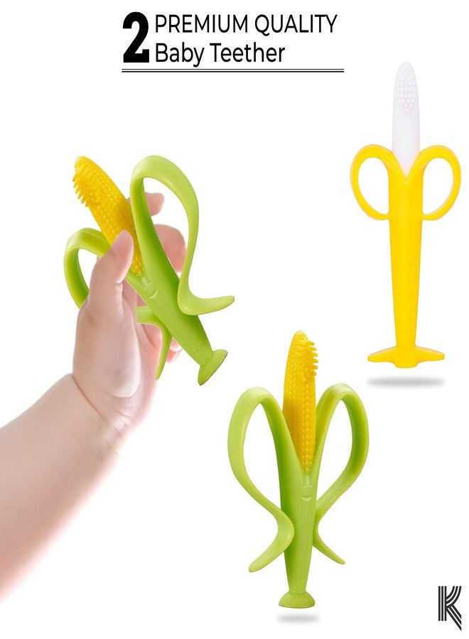 DaKos, Soother for New Born, teether and Soother for Baby, Mitten Teether, Baby Chew Toys for Sucking Needs, Sensory Teether Toy (Combo of- Banana Shape & Corn Shape) - Image 2