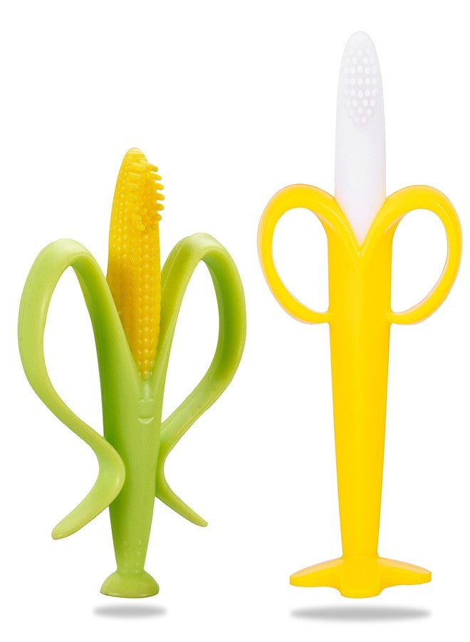 DaKos, Soother for New Born, teether and Soother for Baby, Mitten Teether, Baby Chew Toys for Sucking Needs, Sensory Teether Toy (Combo of- Banana Shape & Corn Shape) - Image 1