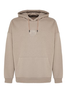 trendyol Mink Oversize/Wide Cut Hooded Floral Embroidered Sweatshirt TMNAW24SW00248  - Image 2