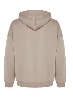 trendyol Mink Oversize/Wide Cut Hooded Floral Embroidered Sweatshirt TMNAW24SW00248  - Image 3