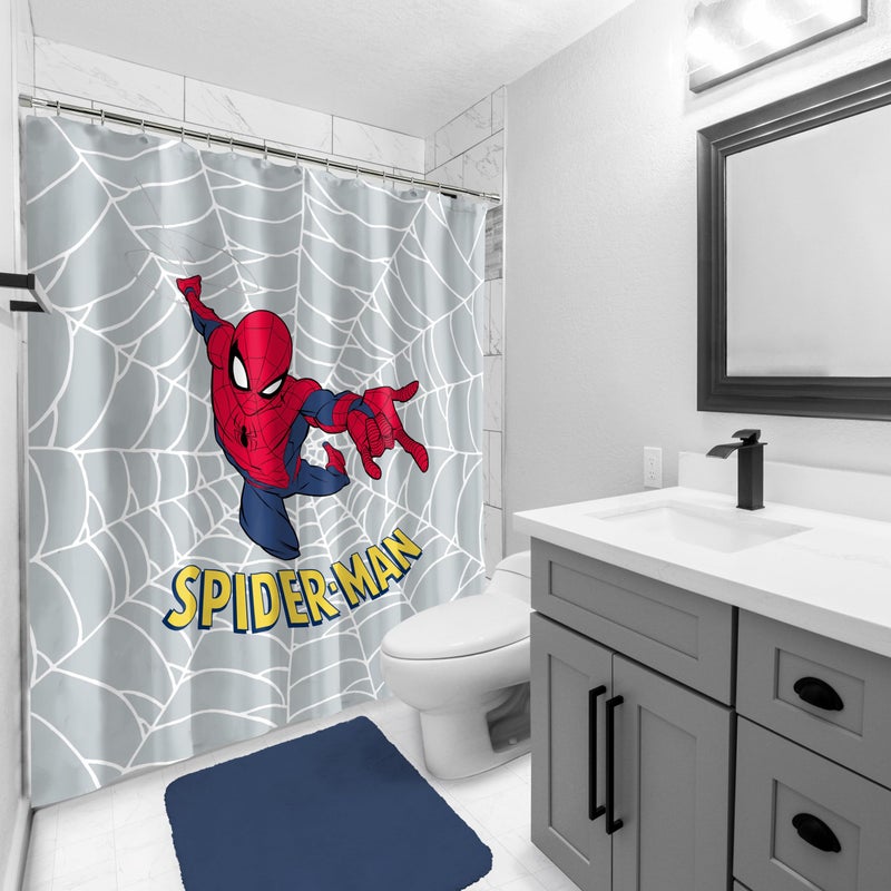 Jay Franco Marvel Spiderman Fabric Shower Curtain - Kids Grey Bathroom Decor - Image 4