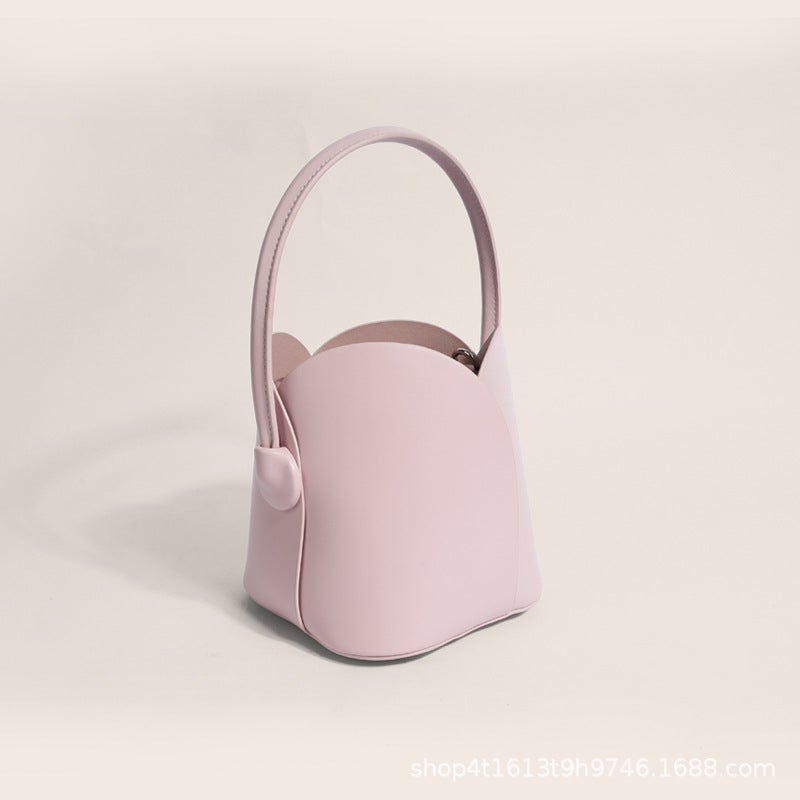 Straw Bag Women'S Summer Genuine Leather Drawstring Petal Bag 2024 Style Girls' Satchel Diagonal Trendy - Image 4