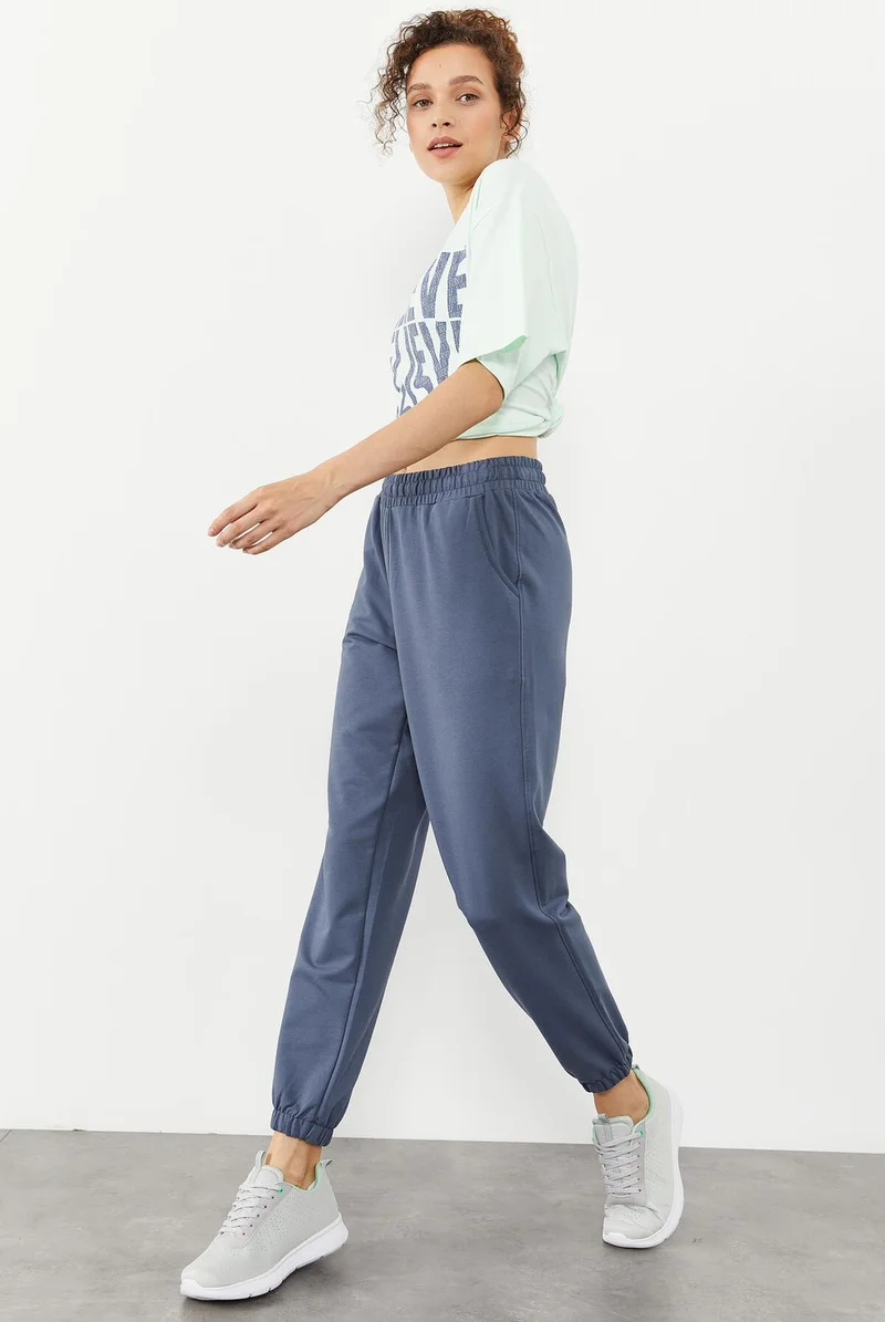 Tommy Life Petrol Women's Pocket High Waist Comfortable Elastic Leg Tracksuit Bottom - 94583