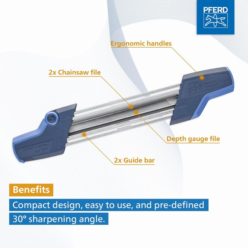 PFERD CS-X Chainsaw Chain Sharpener, 5/32â€ File for 3/8â€ Low Profile Chains, 2-in-1 Chainsaw Sharpener and Depth Gauge Tool, Easy Handheld Chain Sharpening (Pack of 1) - Part 17300 - Image 2