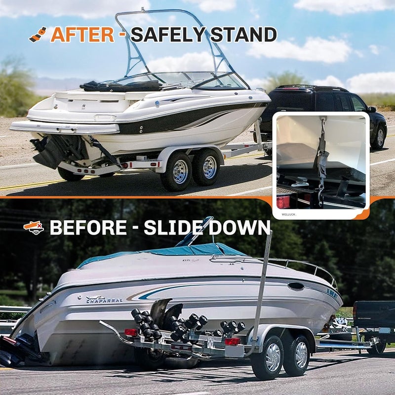 WELLUCK Boat Trailer Transom Tie Downs Straps 1200 LBS, 2" x 4' Adjustable Boat Buckle Transom Tie Downs to Trailer, Marine, Jet ski, Pontoon, with Quick Release Buckle & Anti-Scratch Hooks - Image 3