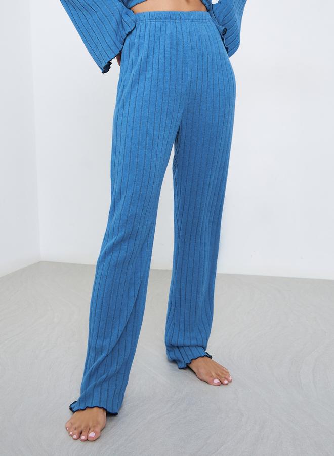 Styli Rib Bow Trim Detail Top and Pyjama Set - Image 5