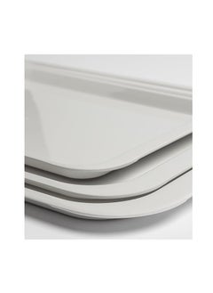 CC Bin Shihon A Set of 3-Piece Rectangular Serving Trays, Made Of Luxurious, Health-Safe, Break-Resistant Melamine, White Color Serving Trays Set | Serving Set With 3 Different Sizes  - Image 3