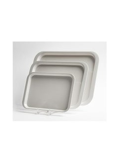 CC Bin Shihon A Set of 3-Piece Rectangular Serving Trays, Made Of Luxurious, Health-Safe, Break-Resistant Melamine, White Color Serving Trays Set | Serving Set With 3 Different Sizes  - Image 2