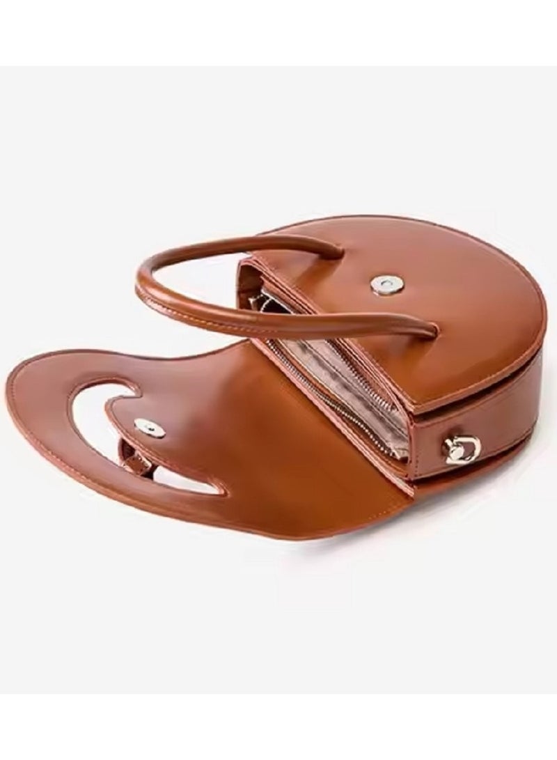 UHURA Brown Saddle Bag – Genuine Leather Handbag for Women, Stylish Crossbody Handbag with Classic Design, Luxury Sling Bag for Ladies, Shoulder Tote for Everyday Use, Durable and Lightweight Small Purse, Perfect for Work, Shopping, and Casual Outings - Image 3
