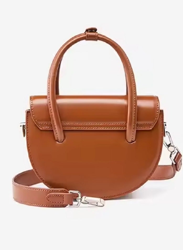 UHURA Brown Saddle Bag – Genuine Leather Handbag for Women, Stylish Crossbody Handbag with Classic Design, Luxury Sling Bag for Ladies, Shoulder Tote for Everyday Use, Durable and Lightweight Small Purse, Perfect for Work, Shopping, and Casual Outings - Image 2