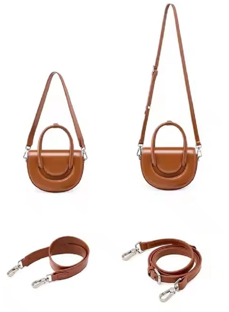 UHURA Brown Saddle Bag – Genuine Leather Handbag for Women, Stylish Crossbody Handbag with Classic Design, Luxury Sling Bag for Ladies, Shoulder Tote for Everyday Use, Durable and Lightweight Small Purse, Perfect for Work, Shopping, and Casual Outings - Image 4