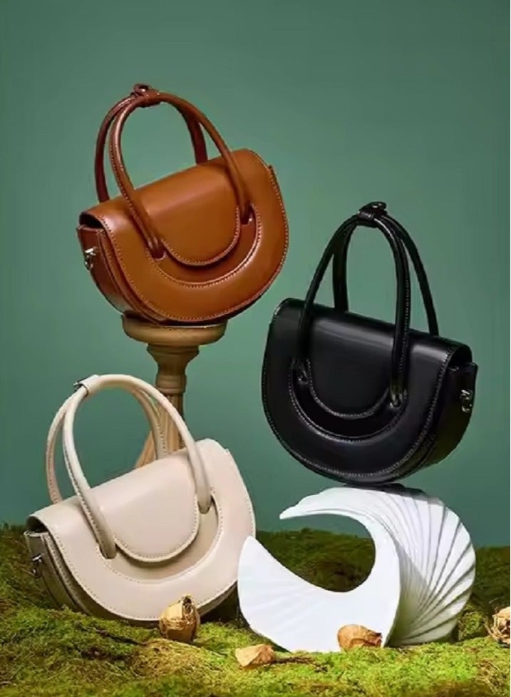 UHURA Brown Saddle Bag – Genuine Leather Handbag for Women, Stylish Crossbody Handbag with Classic Design, Luxury Sling Bag for Ladies, Shoulder Tote for Everyday Use, Durable and Lightweight Small Purse, Perfect for Work, Shopping, and Casual Outings - Image 5