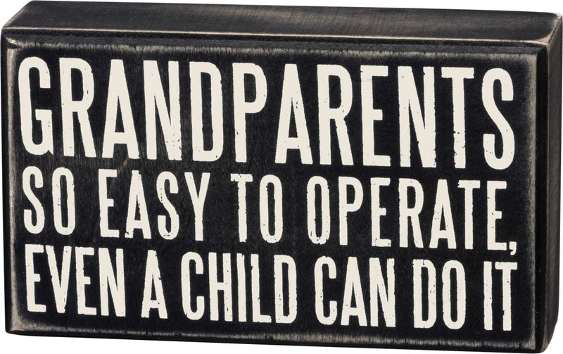 Primitives by Kathy 19141 Classic Black and White Box Sign  6 x 3.5-Inches  Grandparents - Image 1