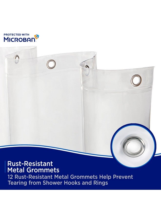 Kenney MB61160 Microban Protected Medium Weight 4.8 Gauge Waterproof PEVA Shower Curtain Liner with Rust-Resistant Metal Grommets and Weighted Magnetic Hem for Bathroom, 70" W x 72" H, Clear, 1-Pack - Image 5