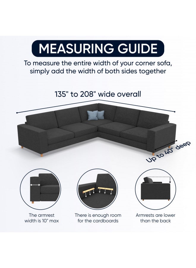 PAULATO BY GA.I.CO. PAULATO BY GA.I.CO. Sectional Sofa Cover - Corner Couch Cover - Corner Slipcover - Cotton Slipcovers - 1-Piece Form Fit Stretch Furniture Slipcover - Mille Righe Collection - Dark Grey (Corner Sofa)  - Image 3
