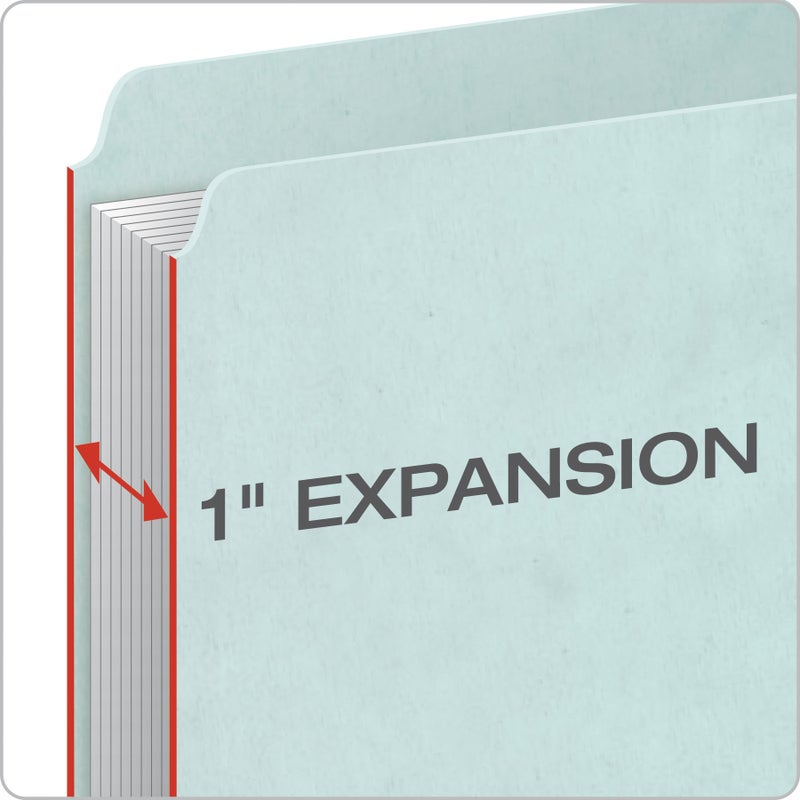 Pendaflex 1" Expansion Pressboard File Folders with 1/3 Cut Tab, Letter, Blue, 25/Box (9200T 1/3) - Image 3
