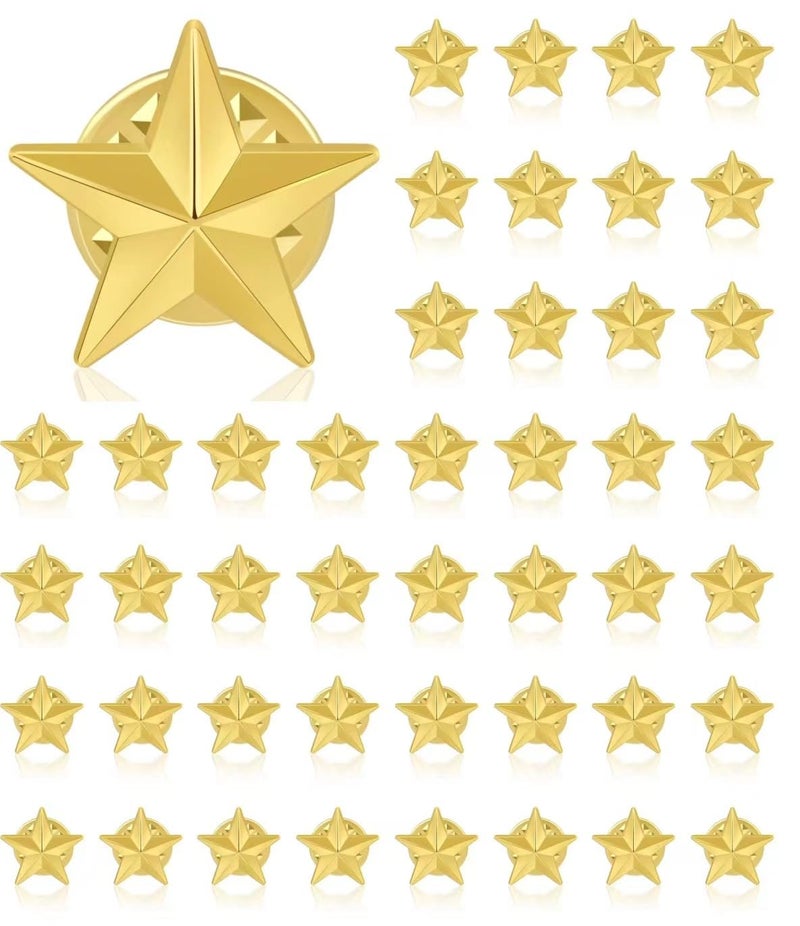 DISCAO 50/100/200/300/500 pieces small golden Star lapel pin Veterans Day Star pin Backpack Military Award pin Labor Day Fourth of July Memorial Day Star brooch costume decoration pins Clothes hats bulk (50) - Image 1