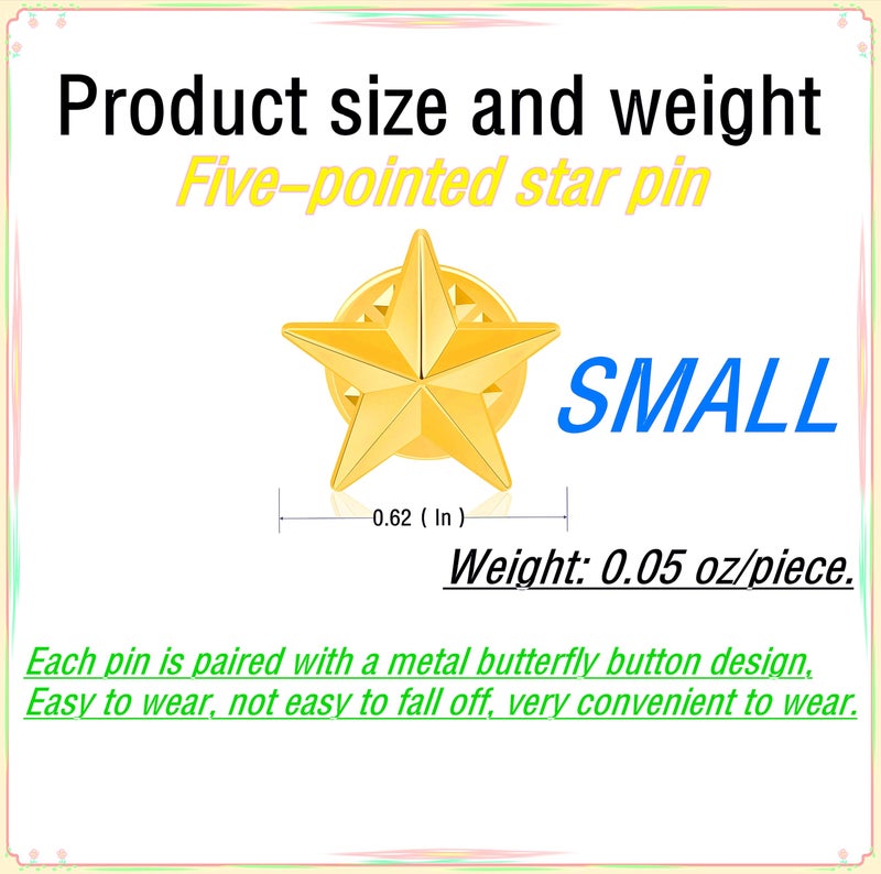 DISCAO 50/100/200/300/500 pieces small golden Star lapel pin Veterans Day Star pin Backpack Military Award pin Labor Day Fourth of July Memorial Day Star brooch costume decoration pins Clothes hats bulk (50) - Image 2