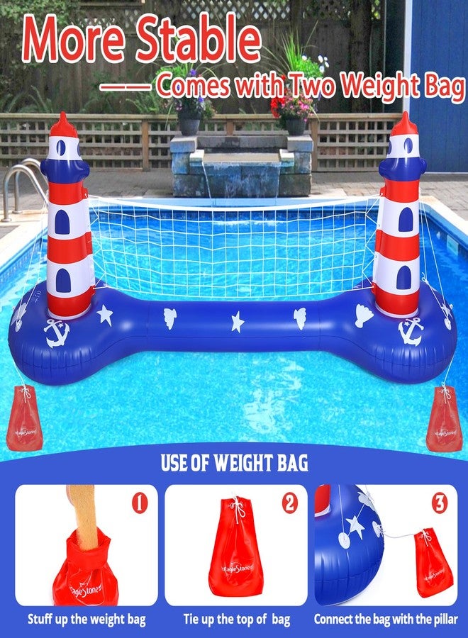 EagleStone Pool Volleyball Net &Basketball Hoop Inflatable Pool Floats Toys Swimming Water Games for Adults and Kids 8-12 Teens Volleyball Court Poolside Floaties - Image 5