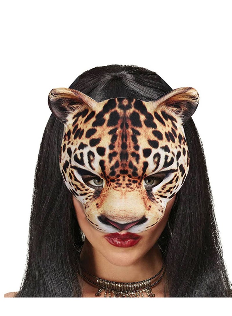 Zikra Leopard Half Face Mask for Kids and Adults - Perfect for Animal Cheetah Role Play, Masquerade Parties, and Birthday Celebrations - Universal Costume Accessory for Boys and Girls. - Image 1