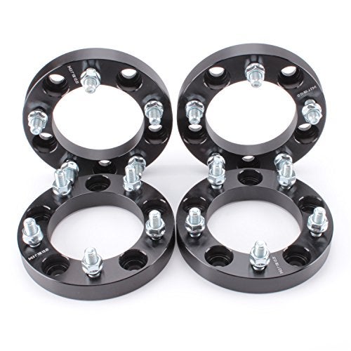 ZY WHEEL 4pcs Wheel Spacers 1" Thick 5x5.5 (5X139.7) Bolt Pattern with 1/2" Studs for Dodge Ram 1500, Ford F100 F150 E100 E150 Bronco, Jeep CJ3 CJ5 CJ6 CJ7 Scrambler Black - Image 1