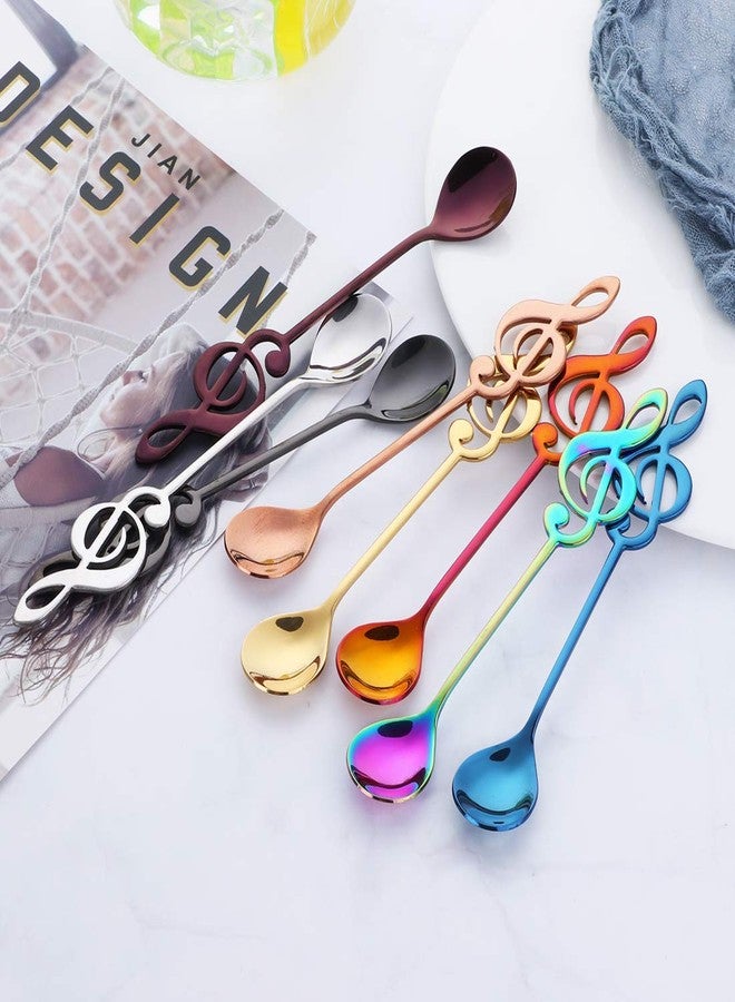 Bisda Coffee Spoons Tea Dessert Espresso Musical Note Stainless Steel 304 Long Handle Black Rose Gold Blue Purple Rainbow Silver Megic Red Set of 8 - Image 5