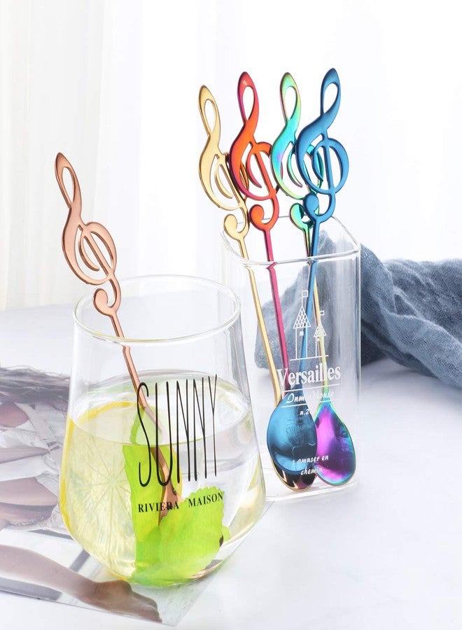 Bisda Coffee Spoons Tea Dessert Espresso Musical Note Stainless Steel 304 Long Handle Black Rose Gold Blue Purple Rainbow Silver Megic Red Set of 8 - Image 4
