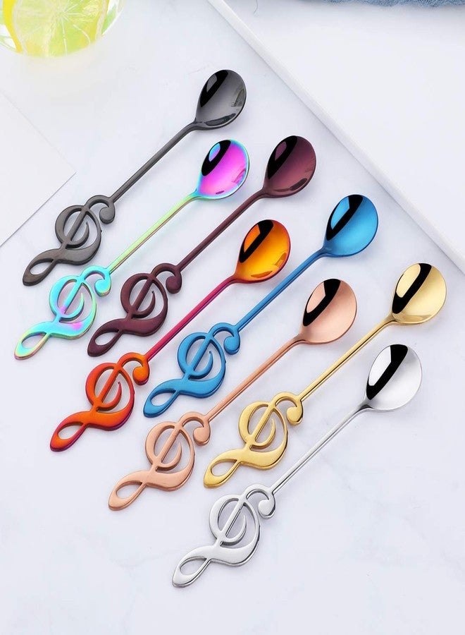 Bisda Coffee Spoons Tea Dessert Espresso Musical Note Stainless Steel 304 Long Handle Black Rose Gold Blue Purple Rainbow Silver Megic Red Set of 8 - Image 3