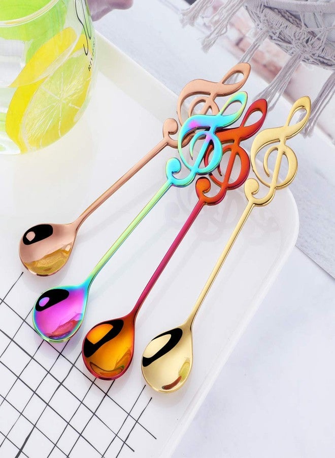 Bisda Coffee Spoons Tea Dessert Espresso Musical Note Stainless Steel 304 Long Handle Black Rose Gold Blue Purple Rainbow Silver Megic Red Set of 8 - Image 2