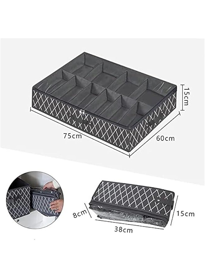 MIXDE Under Bed Shoe Organizer,Set of 2 Underbed Shoe Storage Boxes Bins,Extra Large shoes Organizer For Closet,Men Women Kids Shoes,High Heels,Short Boots,Sneakers  - Image 2