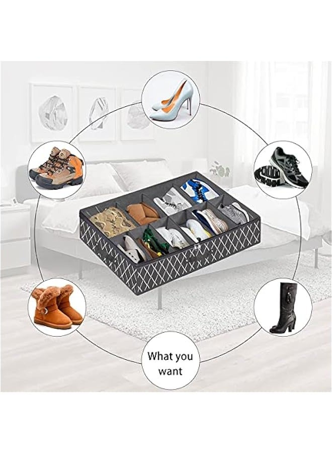 MIXDE Under Bed Shoe Organizer,Set of 2 Underbed Shoe Storage Boxes Bins,Extra Large shoes Organizer For Closet,Men Women Kids Shoes,High Heels,Short Boots,Sneakers  - Image 3