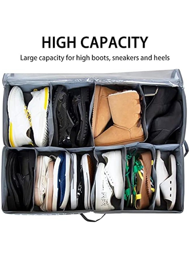 MIXDE Under Bed Shoe Organizer,Set of 2 Underbed Shoe Storage Boxes Bins,Extra Large shoes Organizer For Closet,Men Women Kids Shoes,High Heels,Short Boots,Sneakers  - Image 4
