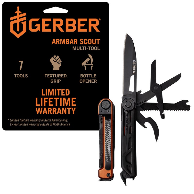 Gerber Gear Armbar Scout 7-in-1 Multi-tool - 2.5" Plain Edge Blade, Hammer, Scissor, Saw - EDC Gear and Equipment - Burnt Orange - Image 1