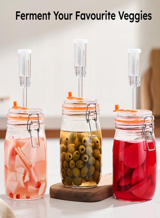 JILLMO Fermentation Jar, 1.1 Liters Glass Fermenting Kit for Making Sauerkraut, Hot Sauce, Mead, Cider and More, Pack of 2 - Image 4